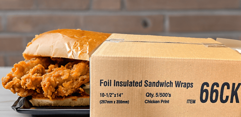 Insulated Foil Sandwich Wrap, 10.5" x 14" Sheets, Chicken Print, 2,500 Count