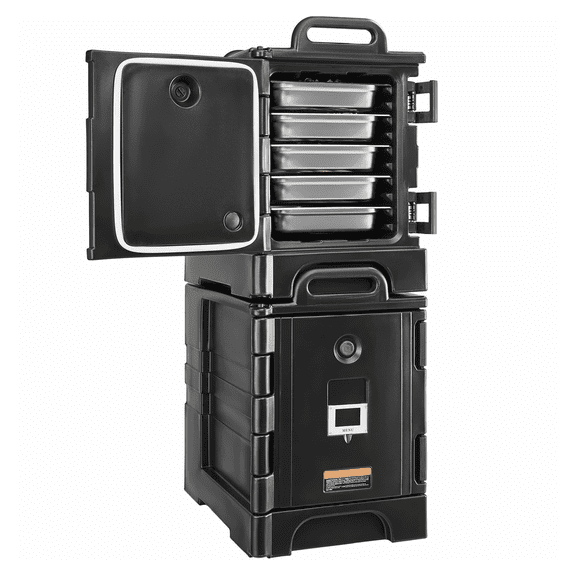 Insulated Food Carrier 81 Qt 2-Pack - Hot Box for Catering, Stackable Food Warmer, Front Load, with Handles & Wheels - Restaurant, Canteen, Food Delivery