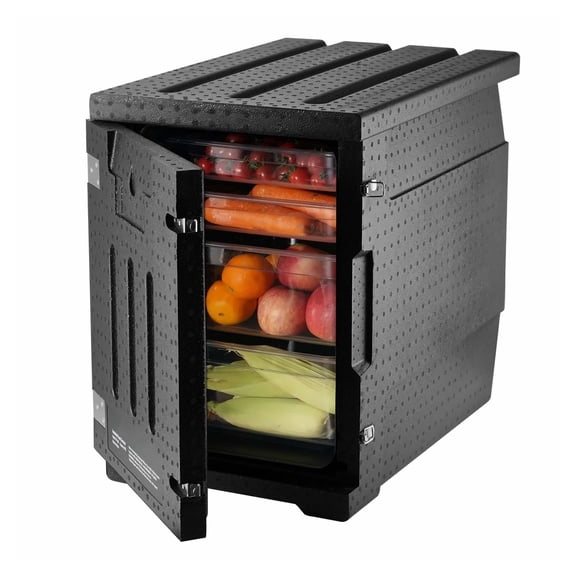 Insulated Food Carrier 82 Qt, Catering Hot Box, LLDPE Food Warmer with Buckles, Front Load, Restaurant, Canteen, Food Delivery