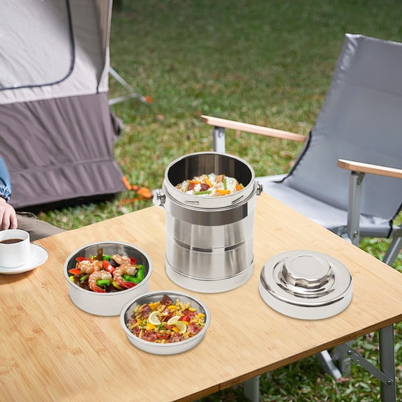 Insulated Food Container with Divider, 1.4L Capacity Stainless Steel Construction, 3-Hour Thermal Retention for Students