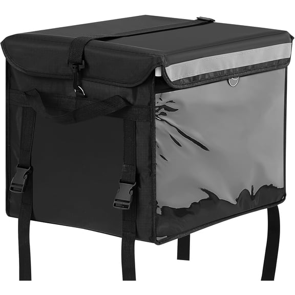 Insulated Food Delivery Bag for Bike with Rear Rack Pizza Delivery Box with Shoulder Belt and Internal Accessories Waterproof, Internal Dimensions(Black,118.5 x 13 x 13 Inches)