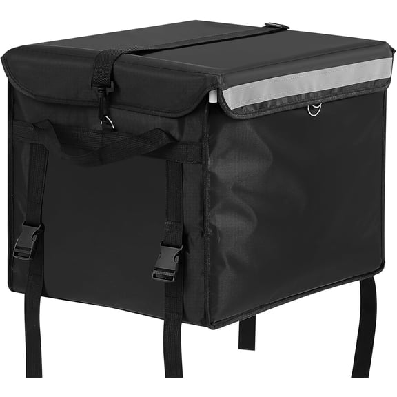 Insulated Food Delivery Bag for Bike with Rear Rack Pizza Delivery Box with Shoulder Belt and Internal Accessories Waterproof, Internal Dimensions(Black,18.5 x 13 x 13 Inches)