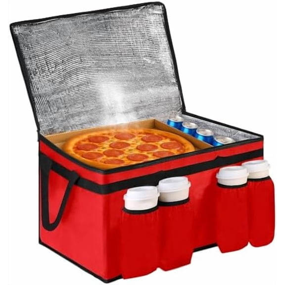 Insulated Food Delivery Bag – for Doordash & Uber – Reusable Cooler with Zippered Top, Hot Cold Grocery Bag, Thermal Catering Bag, Insulated Food Bag for Takeout Drivers, Pizza Delivery Bags