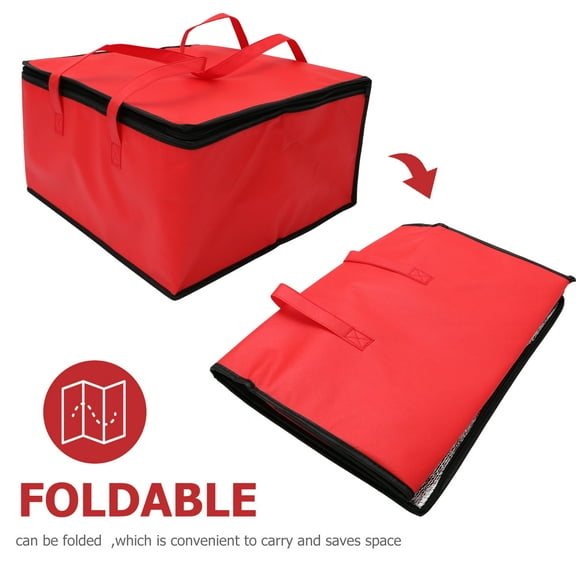 Insulated Food Delivery Bag, Large Meal Grocery Tote Insulation Bag for Hot and cold Food, Large Capacity Reusable Warming Bag, Red