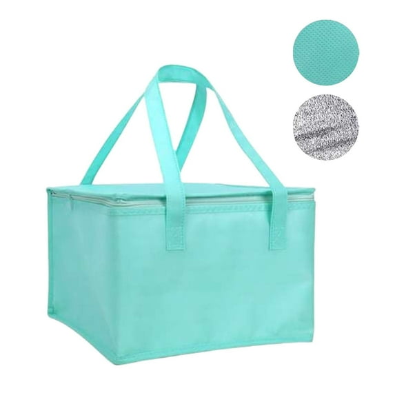 Insulated Food Delivery Bag, Reusable Thermal Cooler Grocery Bags, Pizza Delivery Bags for Doordash, Large Capacity Bag Keep Food Warm or Frozen for Travel/Shopping, 10*10*7 inch, Turquoise