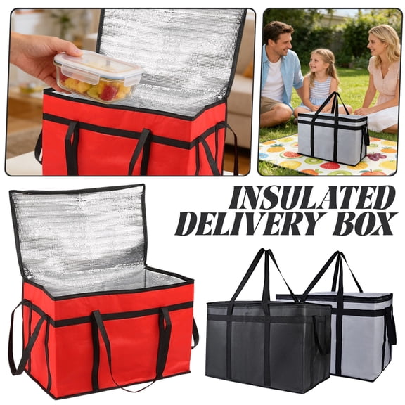 Insulated Food Delivery Bag, XXX-Large Meal Grocery Tote Insulation Bag for Hot and cold Food, Commercial, Large Capacity Reusable Warming Bag,Gray