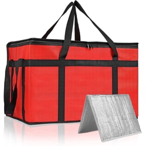 Insulated Food Delivery Bag, XXXL Insulated Reusable Grocery Cooler/Hot Bags, Tote Bag for Shopping/Travel/Doordash, Catering Bag Doordash 23x14x15, Red, 1-Pack