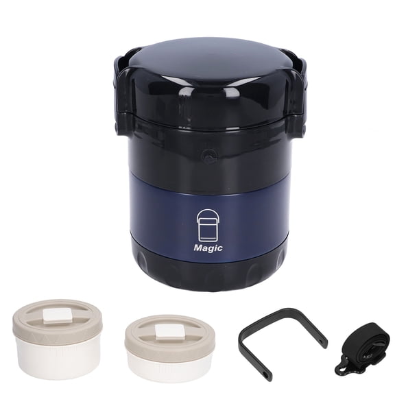 Insulated Food Jar,1.9L Cold Hot Food Lunch Box, 2 Tiers Stackable Thermal Containers, Leak-Proof Vacuum Soup Bendo Box Stainless Steel Layers Storage for Adults[Blue]