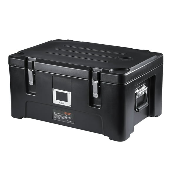 KFFKFF Insulated Food Pan Carrier, 36Qt Capacity, Stackable Catering Hot Box with 3 Stainless Steel Pans,Top Load LLDPE Food Warmer with Elastic Side Handles and Buckles