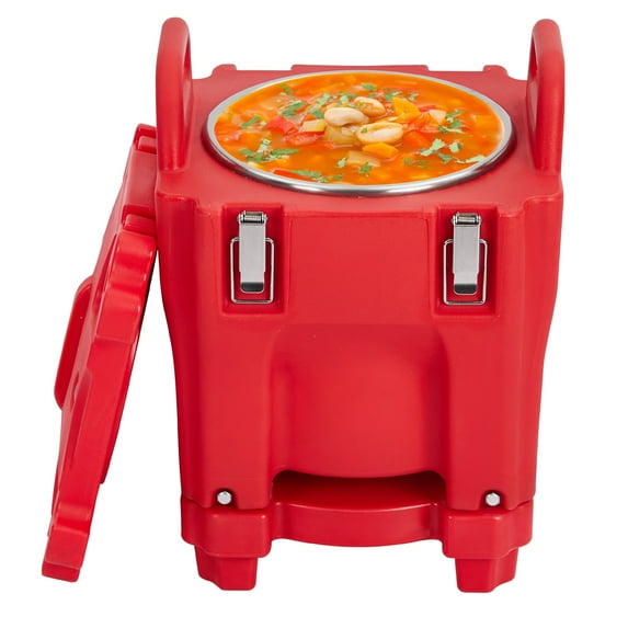 Insulated Food Pan Carrier -Top Load, Includes Spoon, Wheel and Lock, 20L Capacity, Stainless Steel Liner, Portable for Catering, Family Gathering, Canteen, Restaurant