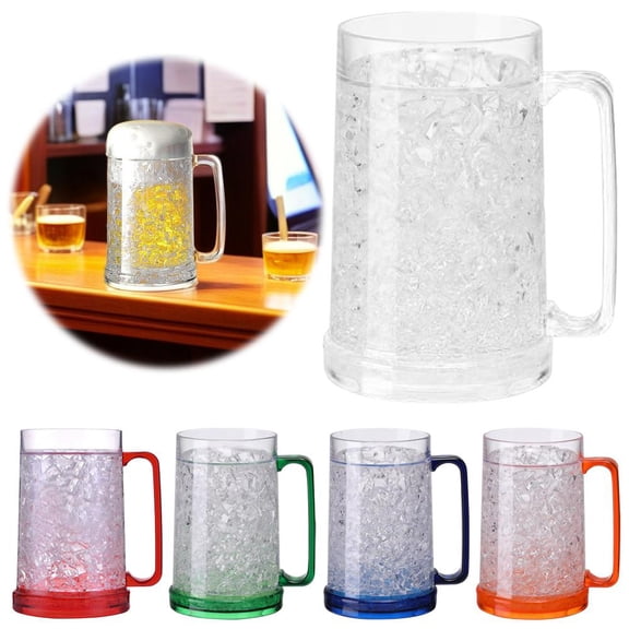 Insulated Freezer Mug with Handle - Double Walled 16 oz Ice Cold Beer & Beverage Cups for Freezer