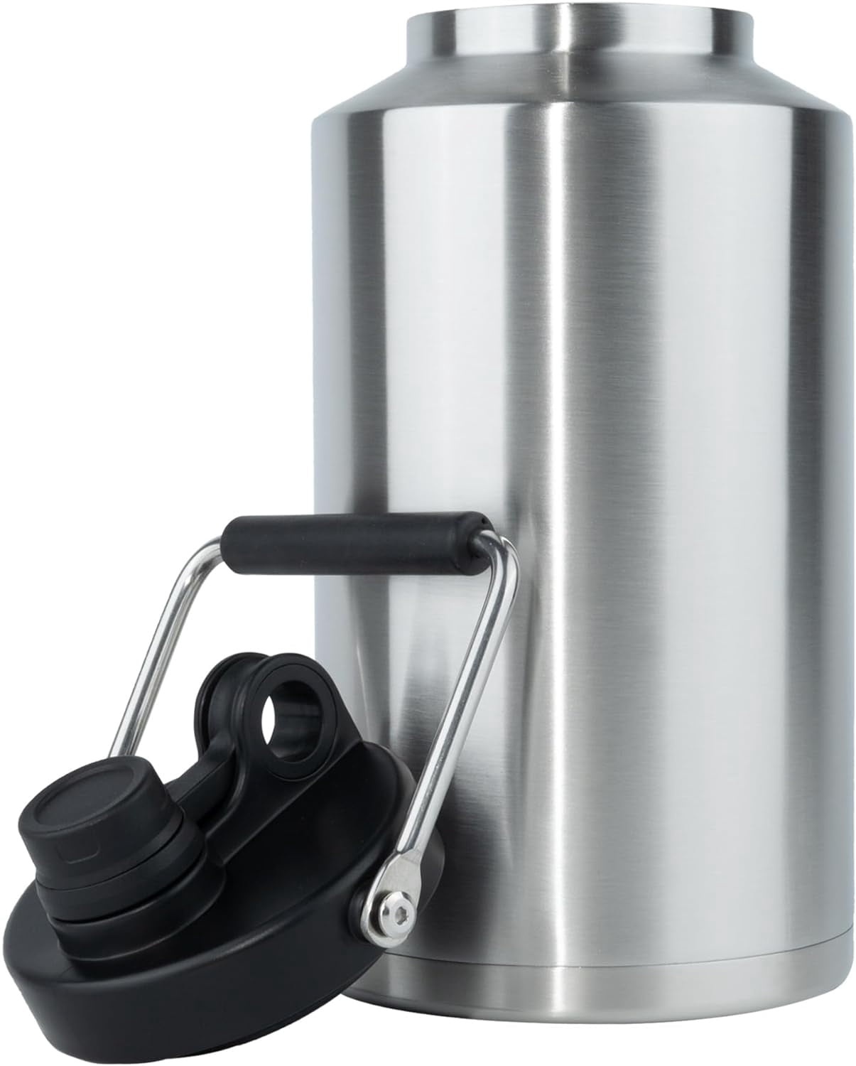 Insulated Gallon Jug with Handle, One Gallon, 128 Ounces, Stainless Steel, Large Double Vacuum Water Bottle for Hot & Cold Drinks, Wide Mouth, Sweat Proof, Great for Travel, Camping