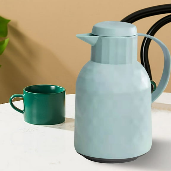 Insulated Glass Carafe | 1L Large Capacity Hot Water Kettle | Double Wall Vacuum Insulation for Coffee Tea & Beverages | Portable Pitcher for Office Home & Travel