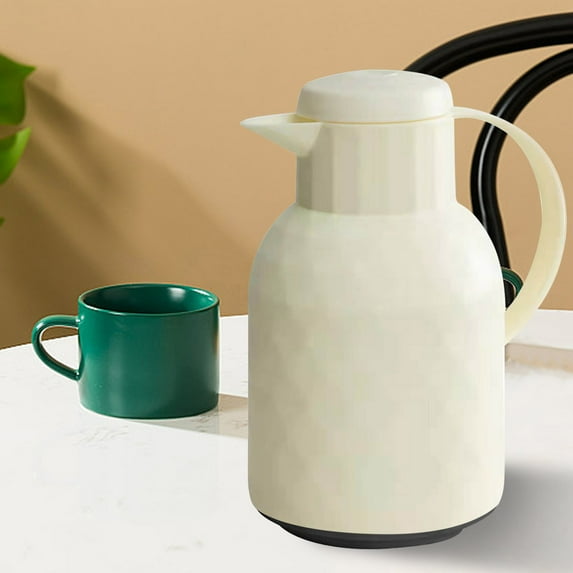 Insulated Glass Teapot with Lid - 1L Large Capacity Hot Water Kettle for Coffee, Tea & Beverages - Portable Thermal Carafe for Office, Home & Travel Use