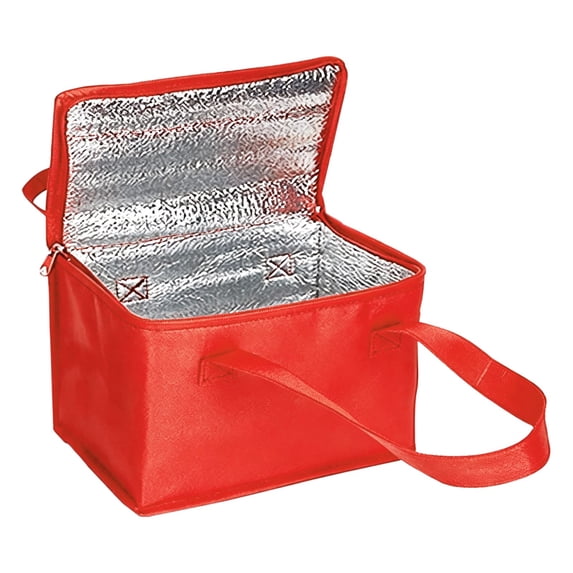 Insulated Grocery Bag, 8.27X6.69X5.51" Reusable Cooler Handbag with Top Zipper, Portable Grocery Shopping Bags, Lightweight Food Delivery Bag, Waterproof Picnic Basket Pouch, Outdoor Food Carrier