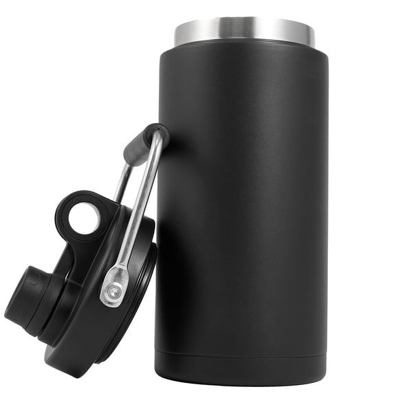 Insulated Half Gallon Jug With Handle 64oz Stainless Steel Large Double Vacuum Water Bottle For Hot & Cold Drinks Wide Mouth Proof Great Travel Camping Black
