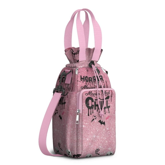 Insulated Halloween Ghostface Water Bottle Carrier Bag Sleeve with Strap Crossbody for 20/24/32/40oz Tumbler,Horror Spooky Water Bottle Holder Sling Bag with Pocket Gifts for Women Men Adults