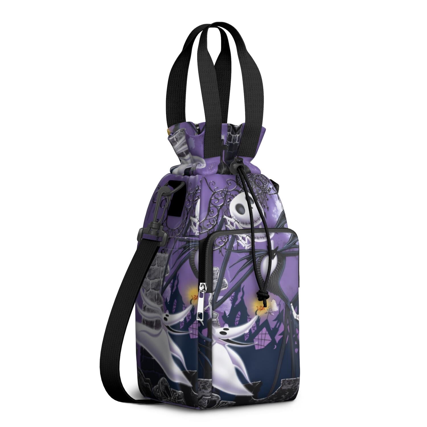 Insulated Halloween Water Bottle Carrier Bag Sleeve with Strap Crossbody for 20/24/32/40oz Tumbler,Christmas Jack Skeleton Water Bottle Holder Sling Bag with Pocket Gifts for Women Men Adults