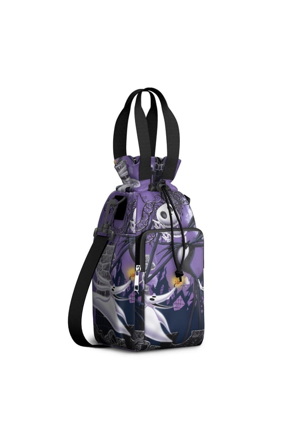 Insulated Halloween Water Bottle Carrier Bag Sleeve with Strap Crossbody for 20/24/32/40oz Tumbler,Christmas Jack Skeleton Water Bottle Holder Sling Bag with Pocket Gifts for Women Men Adults