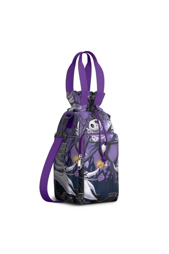 Insulated Halloween Water Bottle Carrier Bag Sleeve with Strap Crossbody for 20/24/32/40oz Tumbler,Christmas Jack Skeleton Water Bottle Holder Sling Bag with Pocket Gifts for Women Men Adults