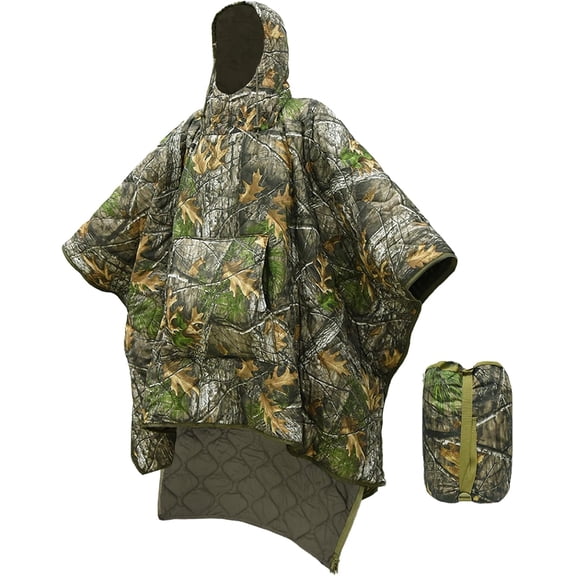 Insulated Hooded Poncho Liner Sleeping Bag Water Resistant Cotton Polyester 60 x 78.7 Inches Hooded Super Tree