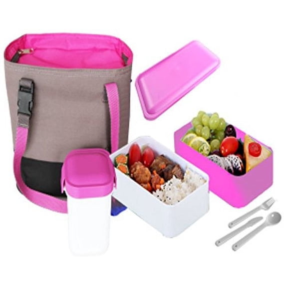 Insulated Hot & Cold 15-Pc Lunchbox 1.2-LTR W/Travel Cup,Sauce Containers,Reusable Utensils Leak Proof