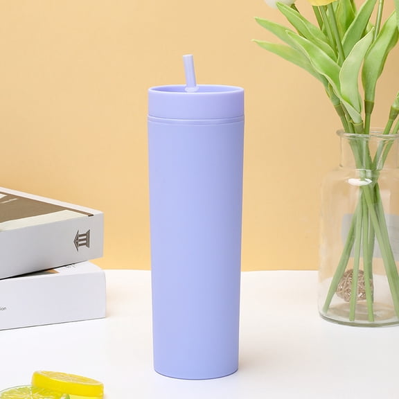 Insulated, Hot and Cold, with Lid and Straw, Stainless Steel, Matte Rubber Coating, Travel Coffee, Lavender, 1 Pc