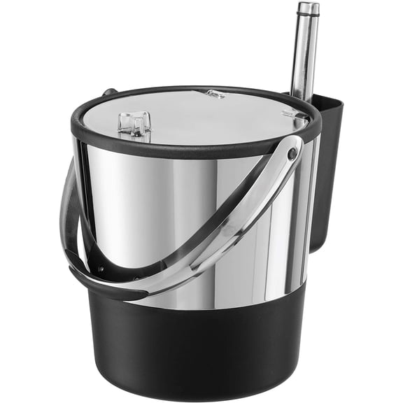 Insulated Ice Bucket, 4 Quart / 3.8 L, Stainless Steel, Black.