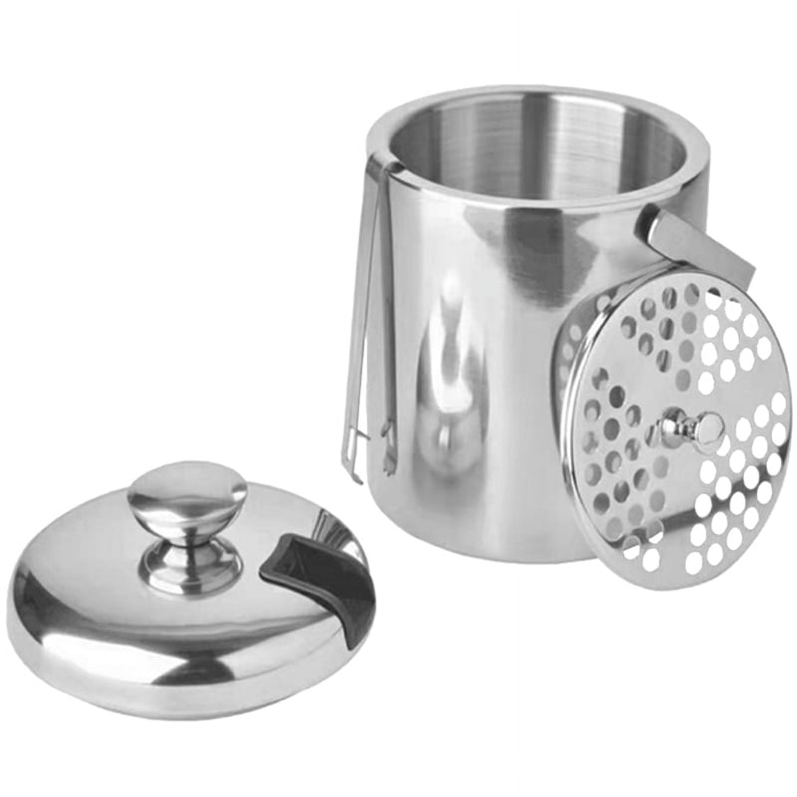 Insulated Ice Bucket with Lid Double Walled Tongs Compartment Ice-Cube ...