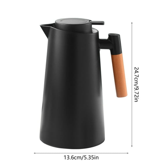 Insulated Kettle Thermal Carafe With Double Glass Liner, Push Button Pour Hot Water Jug With Handle For Coffee Tea, Leakproof Heat Retention Beverage Dispenser For Home Office Use