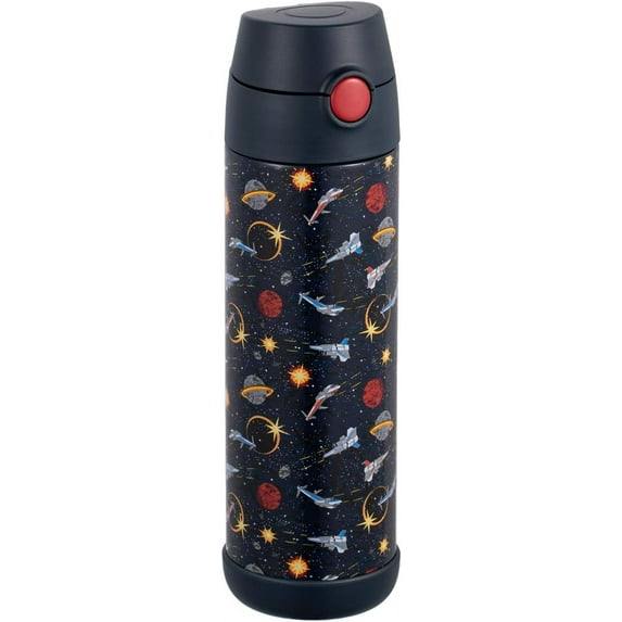 Insulated Kids Water Bottle with Straw & Spout – Double-Wall Stainless Steel, Leakproof, Easy-Flip Lid – For School, Travel, Toddlers & Big Kids - Space Wars, 17oz
