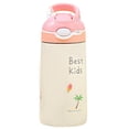 thumbnail image 1 of Insulated Kids Water Bottle TeqHome 13.5Oz 316 Stainless Steel Leak-proof Water Bottle with Straw Push Button Lock Switch BPA Free for School Toddlers Boys Girls Pink Bird, 1 of 11