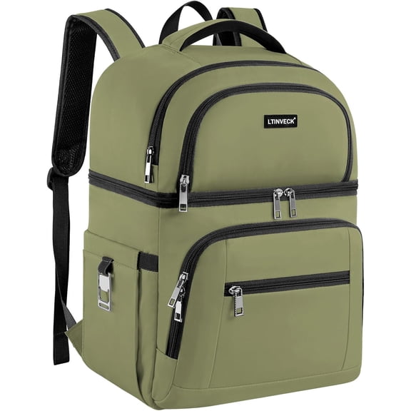Insulated Leakproof Dual Compartment Cooler Backpack Green