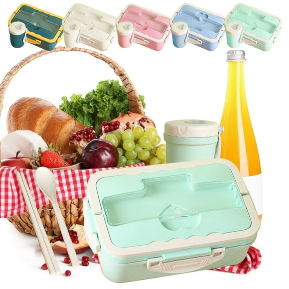 Insulated Leakproof Lunch Box Food Container with Lid Cup Meal Prep Storage Container for Work Office School Picnics Travel, UKHBMC | Army Green