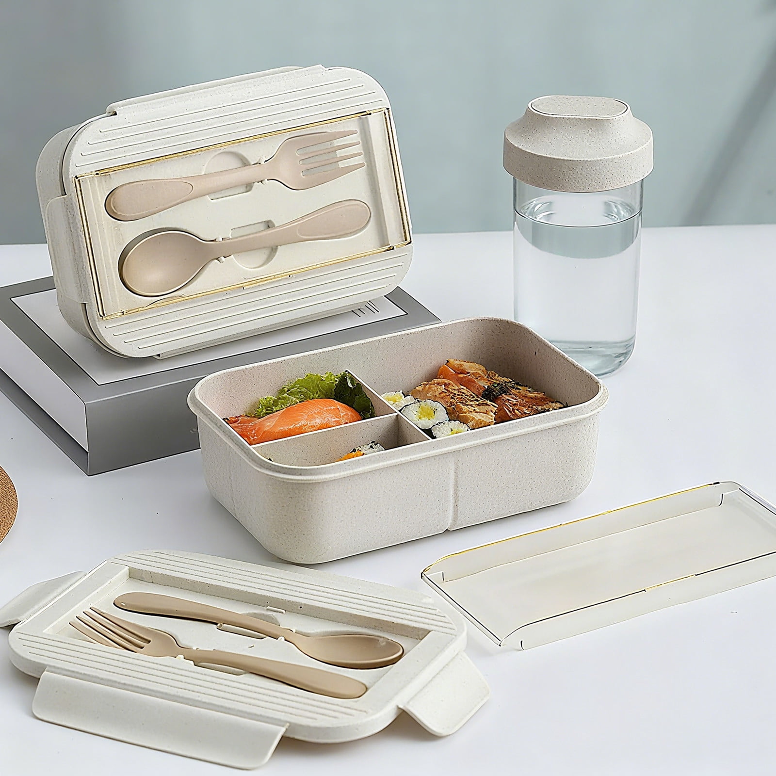 Multiple Container Lunch Box Insulated Leakproof Microwaveable Lunch Box with Multiple Compartments ...