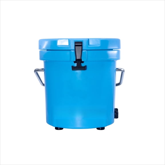 Insulated Live Bait Bucket With Aerator Bracket Portable Fishing Cooler Round Minnow Storage Container Light Blue