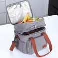 thumbnail image 1 of Insulated Lunch Bag, 17L Expandable Double Deck Lunch Tote Bag for Women/Men, Leakproof Freezable Cooler Box W/ Side Tissue Pocket&Adjustable Shoulder Strap, Suit for Work,School,Camping,Picnic(Gray), 1 of 9
