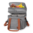 thumbnail image 1 of Insulated Lunch Bag, 17L Expandable Double Deck Lunch Tote Bag for Women/Men, Leakproof Freezable Cooler Box W/ Side Tissue Pocket&Adjustable Shoulder Strap, Suit for Work,Camping,Picnic(Gray), 1 of 8