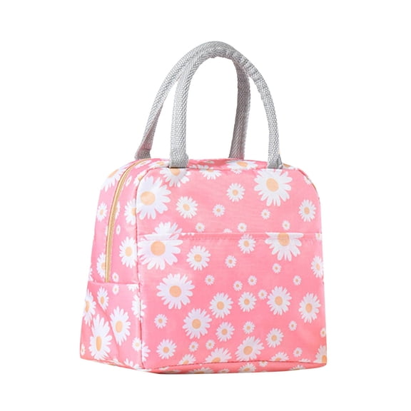 Insulated Lunch Bag, 1PC Reusable Lunch Box Tote with Front Pocket for Women & Men, Meal Prep Lunch Bag, Work Picnic Cooler, Hot Cold Food Container (Pink)
