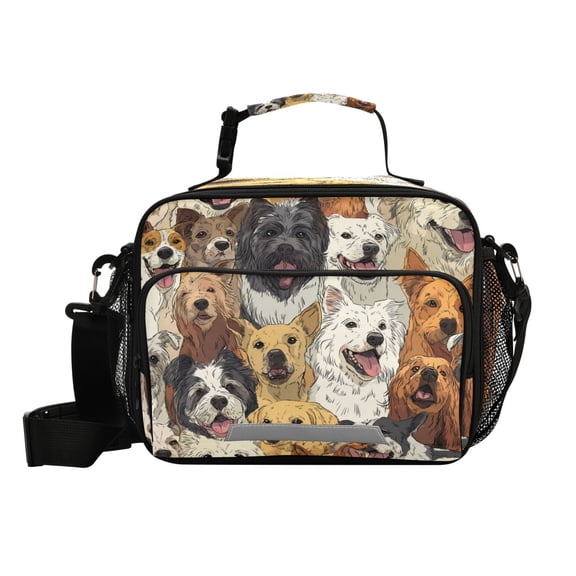Insulated Lunch Bag 6L Leak-Proof Lunch Box with Shoulder Strap Multiple Pockets Lunch Tote A Large Group Of Dogs