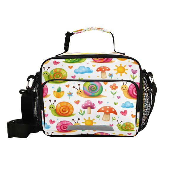Insulated Lunch Bag 6L Leak-Proof Lunch Box with Shoulder Strap Multiple Pockets Lunch Tote Cartoon-colored Snail