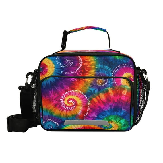 Insulated Lunch Bag 6L Leak-Proof Lunch Box with Shoulder Strap Multiple Pockets Lunch Tote Colorful Tie-dye with Swirling