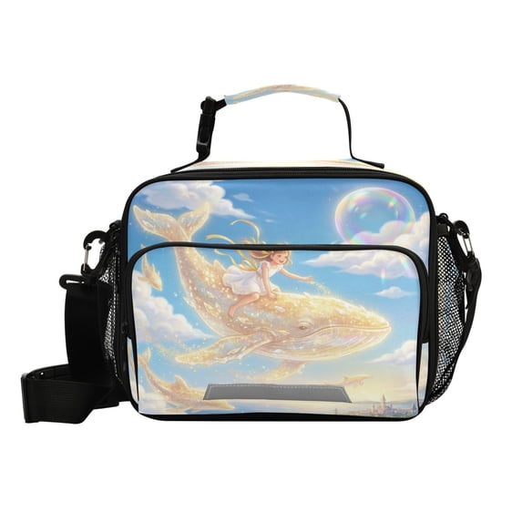 Insulated Lunch Bag 6L Leak-Proof Lunch Box with Shoulder Strap Multiple Pockets Lunch Tote Giant Golden Whale