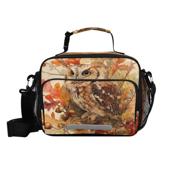 Insulated Lunch Bag 6L Leak-Proof Lunch Box with Shoulder Strap Multiple Pockets Lunch Tote Owl and Branch