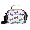 thumbnail image 1 of Insulated Lunch Bag 6L Leak-Proof Lunch Box with Shoulder Strap Multiple Pockets Lunch Tote Red and Blue Stripe Bows, 1 of 9