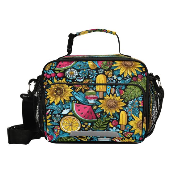 Insulated Lunch Bag 6L Leak-Proof Lunch Box with Shoulder Strap Multiple Pockets Lunch Tote Vibrant and Colorful Graffiti Patterns