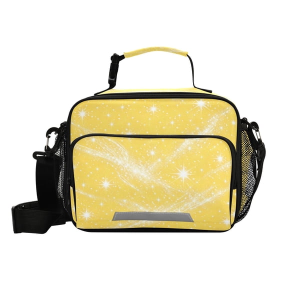 Insulated Lunch Bag 6L Leak-Proof Lunch Box with Shoulder Strap Multiple Pockets Lunch Tote Yellow Flashing Pattern