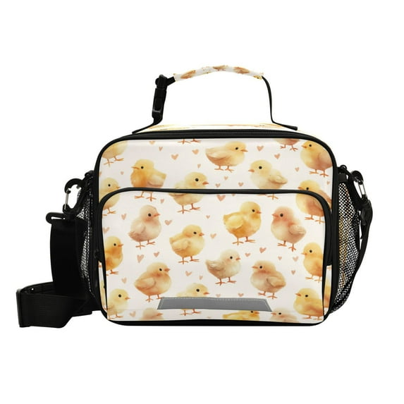 Insulated Lunch Bag 6L Leak-Proof Lunch Box with Shoulder Strap Multiple Pockets Lunch Tote Yellow and Cream Chicks