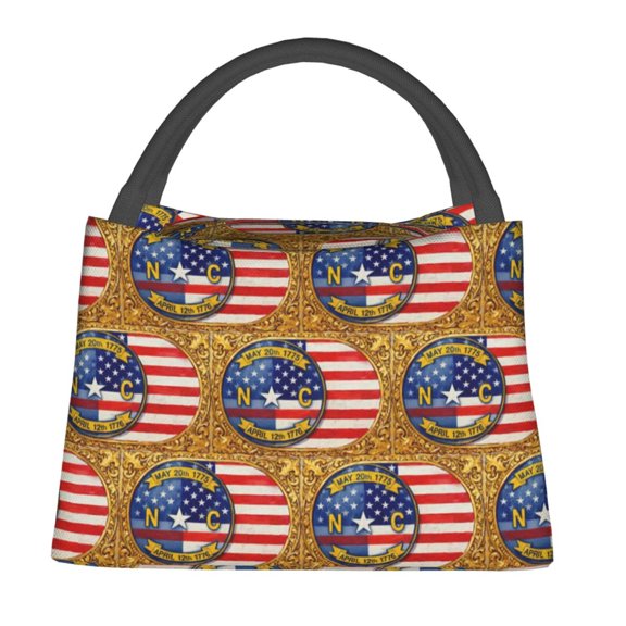 Insulated Lunch Bag America-Carolina Flag Painted Lunch Tote for Women Men Office Work Daily Meals