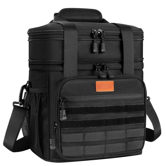 Insulated Lunch Bag Box - Expandable Large Cooler For Men Versatile Lunchbox Adults Work Shifts Outdoor Trips Black 16l